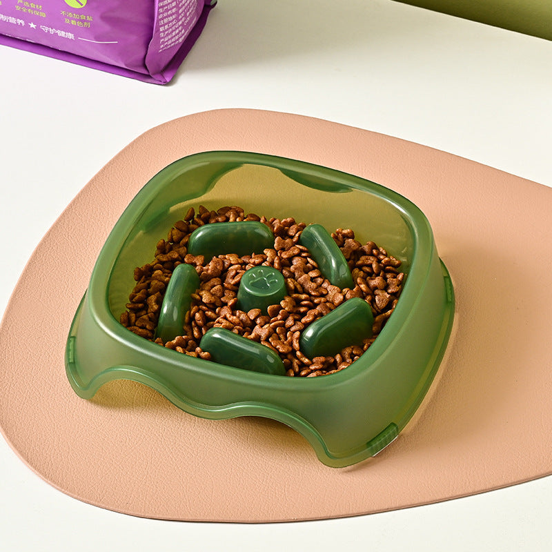 Slow Anti-Choking Pet Feeder Bowl Water Dish Plastic