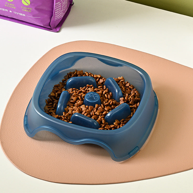Slow Anti-Choking Pet Feeder Bowl Water Dish Plastic