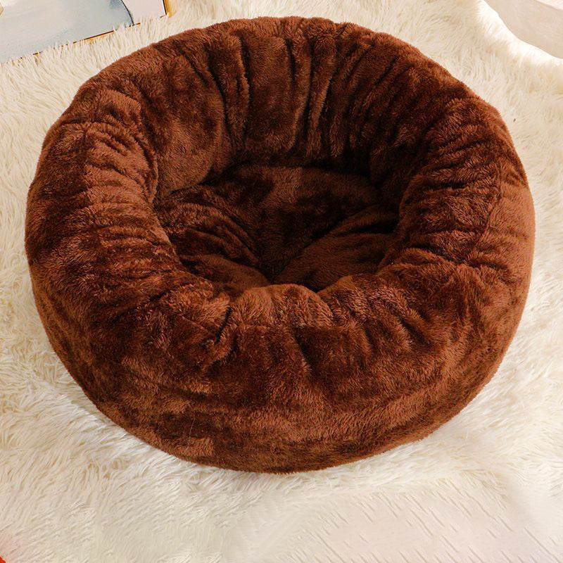 Round Plush Warm Pet Bed Fluffy Cushion Mat