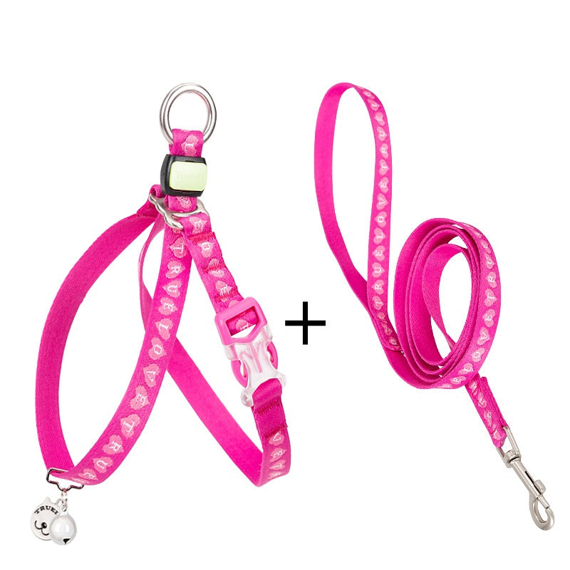 Pet Chest Strap Leash Vest With Bell For Small Pets