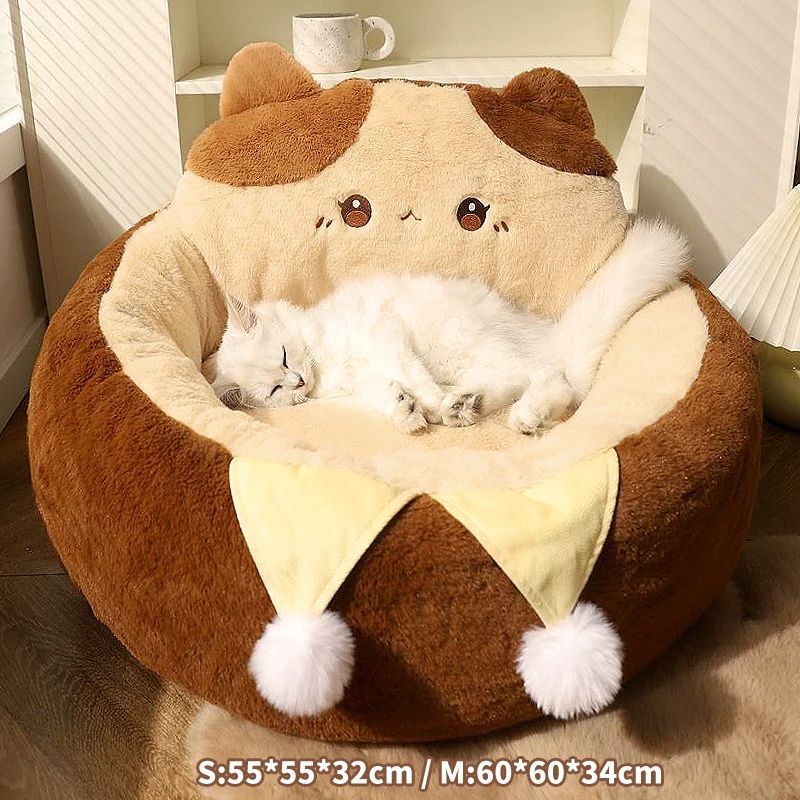 Round Warm Pet Bed Sofa Cushion For Deep Sleep Comfort