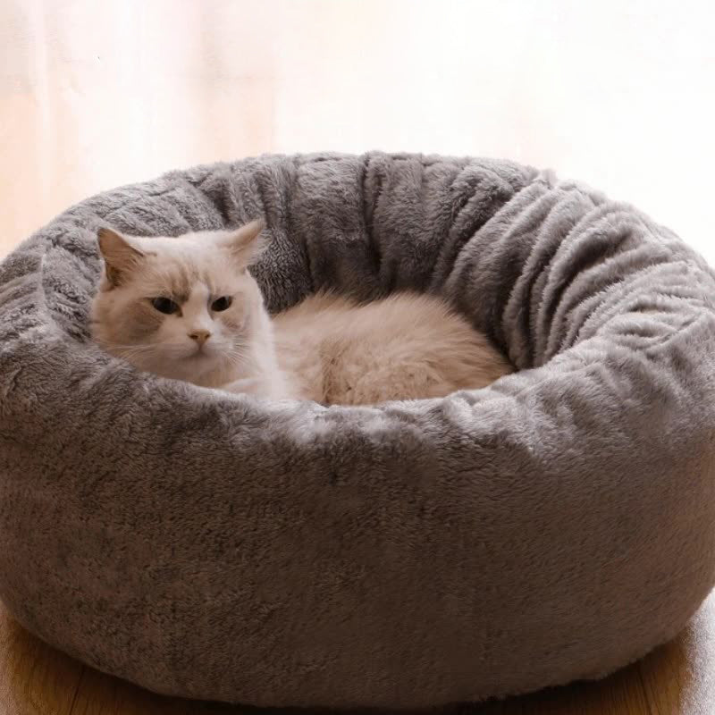 Round Plush Warm Pet Bed Fluffy Cushion Mat