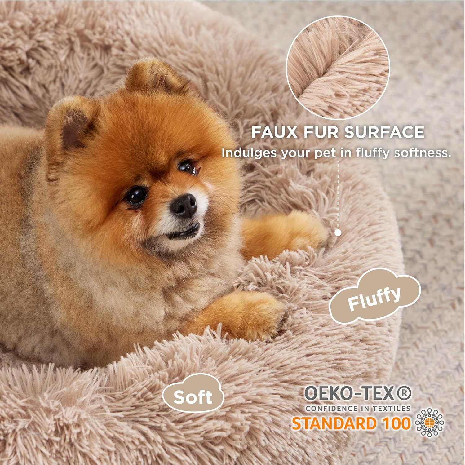 Pet Round Fluffy Non Slip Plush Bed