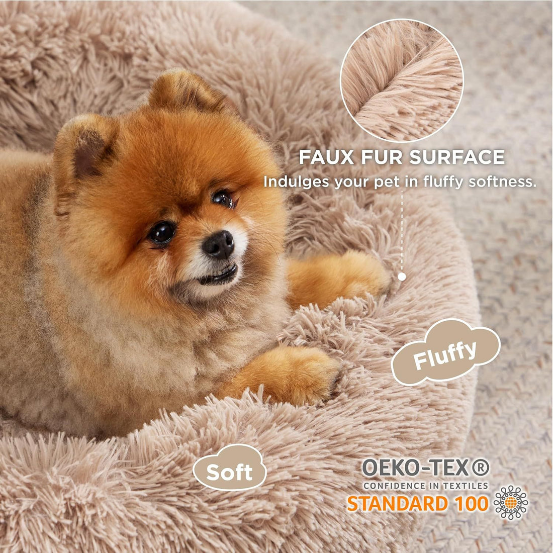 Pet Round Fluffy Non Slip Plush Bed