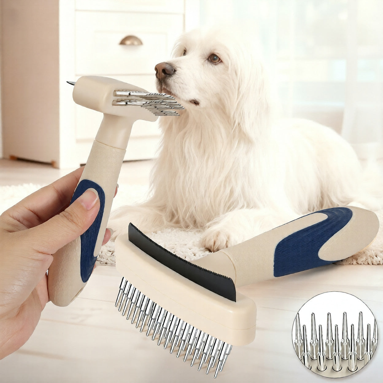 Pet Grooming Brush For Loose Hair Removal And Detangling
