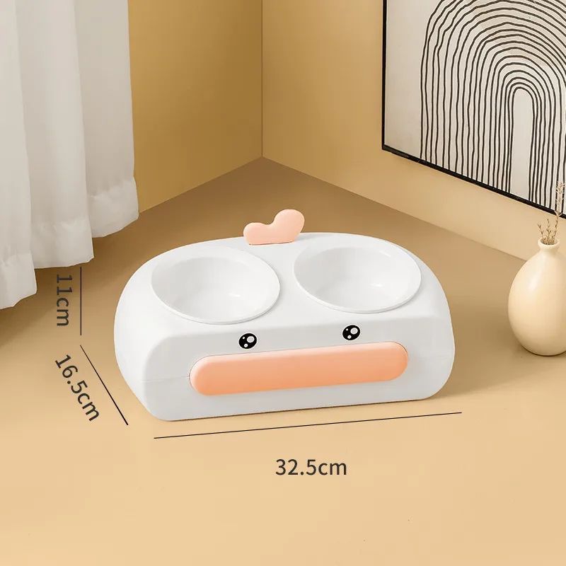Duck Design Pet Double Bowl Feeding Tray For Food And Water