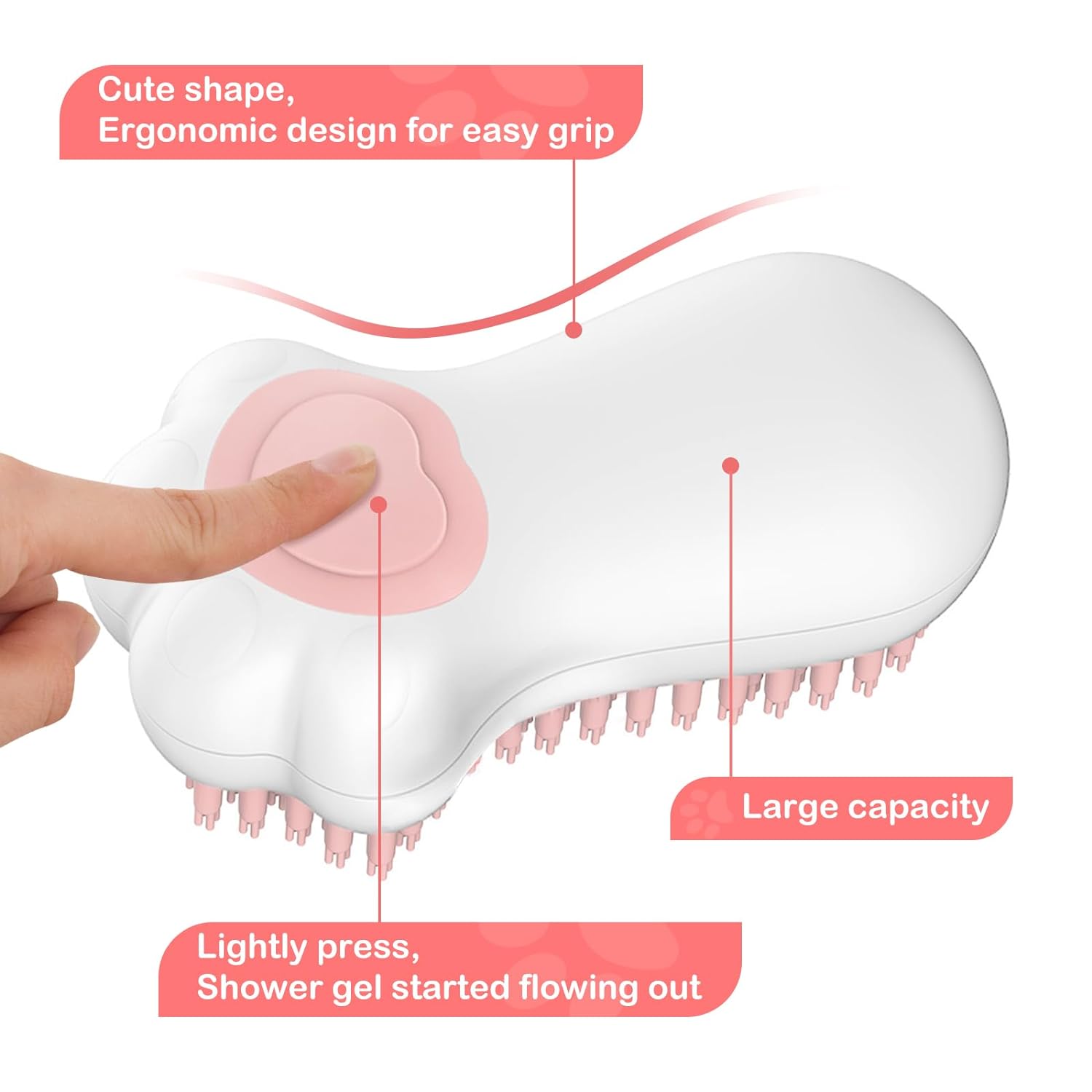 Pet Bath Massage Brush Shampoo Dispenser Silicone Grooming Tool