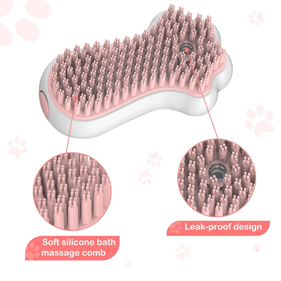Pet Bath Massage Brush Shampoo Dispenser Silicone Grooming Tool