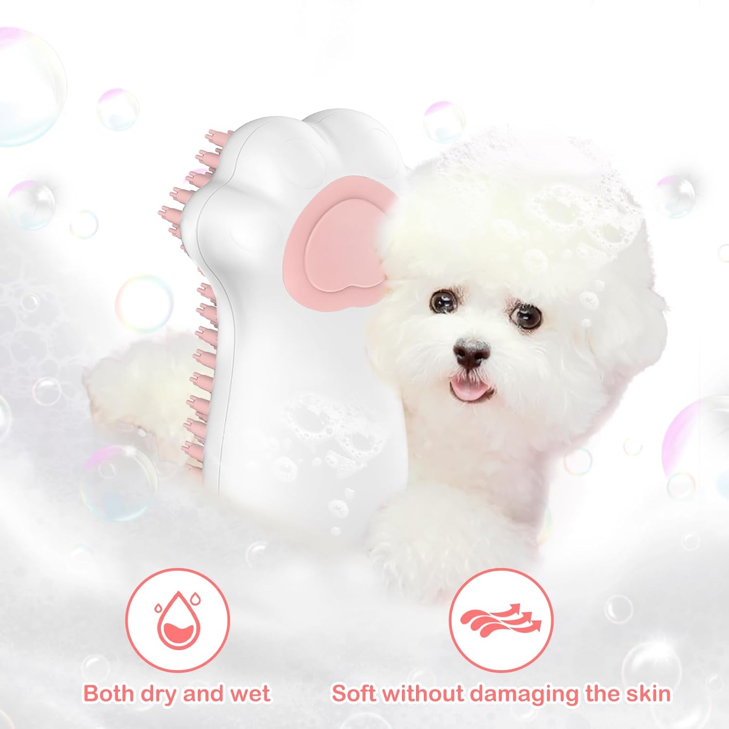 Pet Bath Massage Brush Shampoo Dispenser Silicone Grooming Tool