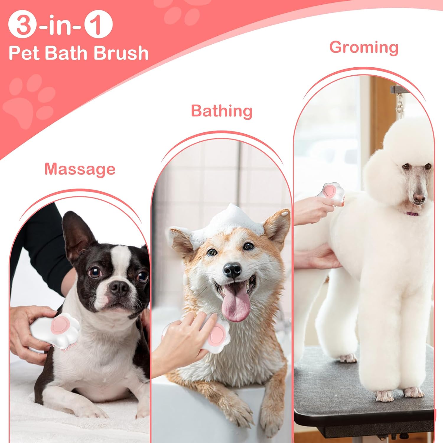 Pet Bath Massage Brush Shampoo Dispenser Silicone Grooming Tool