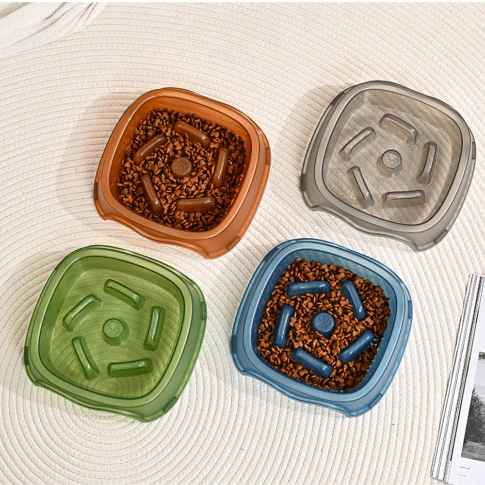 Slow Anti-Choking Pet Feeder Bowl Water Dish Plastic