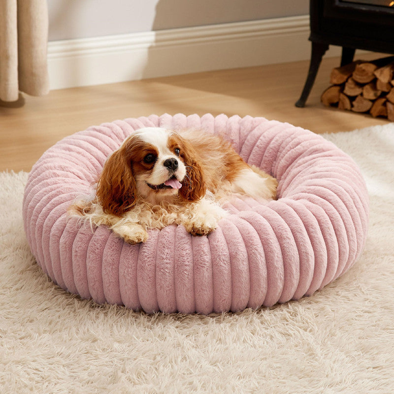Plush Warm Round Pet Bed Long Fur Winter Mat