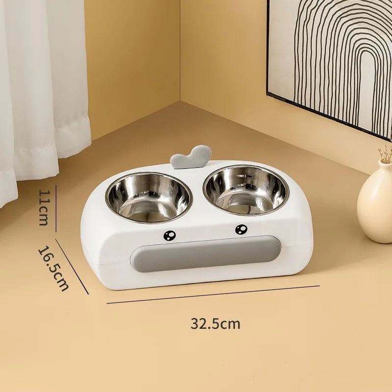 Duck Design Pet Double Bowl Feeding Tray For Food And Water