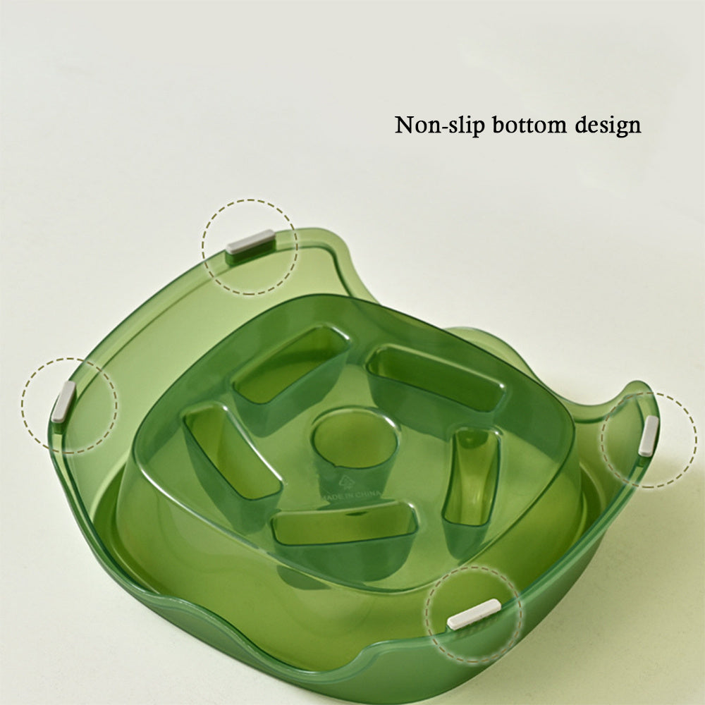 Slow Anti-Choking Pet Feeder Bowl Water Dish Plastic