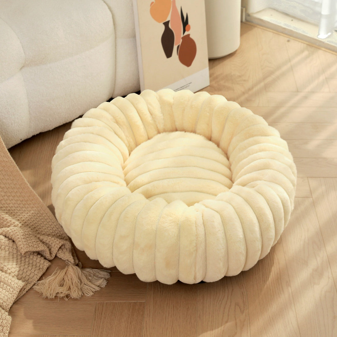 Pet Plush Round Winter Warm Nest Bed