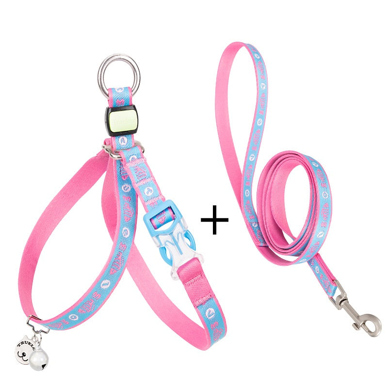 Pet Chest Strap Leash Vest With Bell For Small Pets