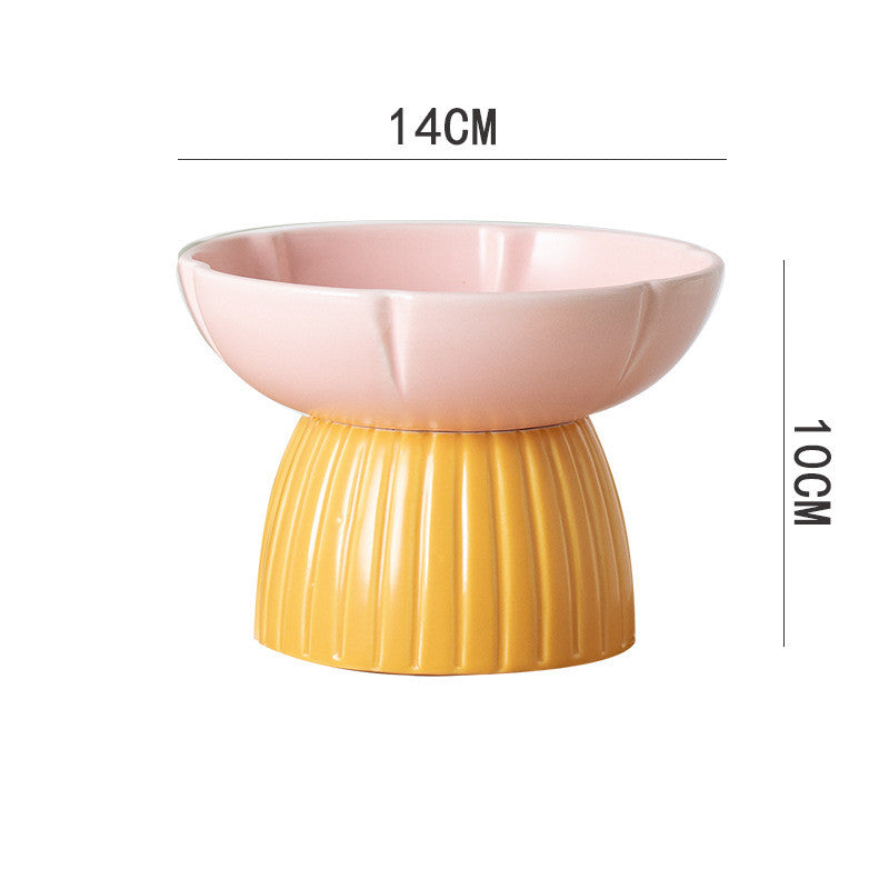 Macaron Color Ceramic Pet Feeding Bowl For Food And Water