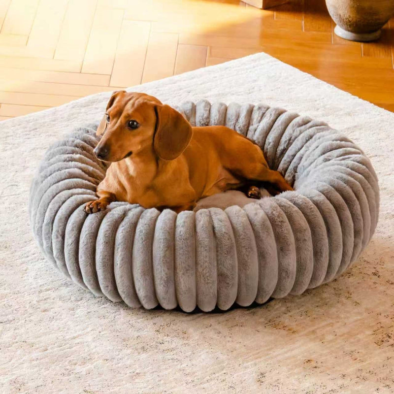 Plush Warm Round Pet Bed Long Fur Winter Mat