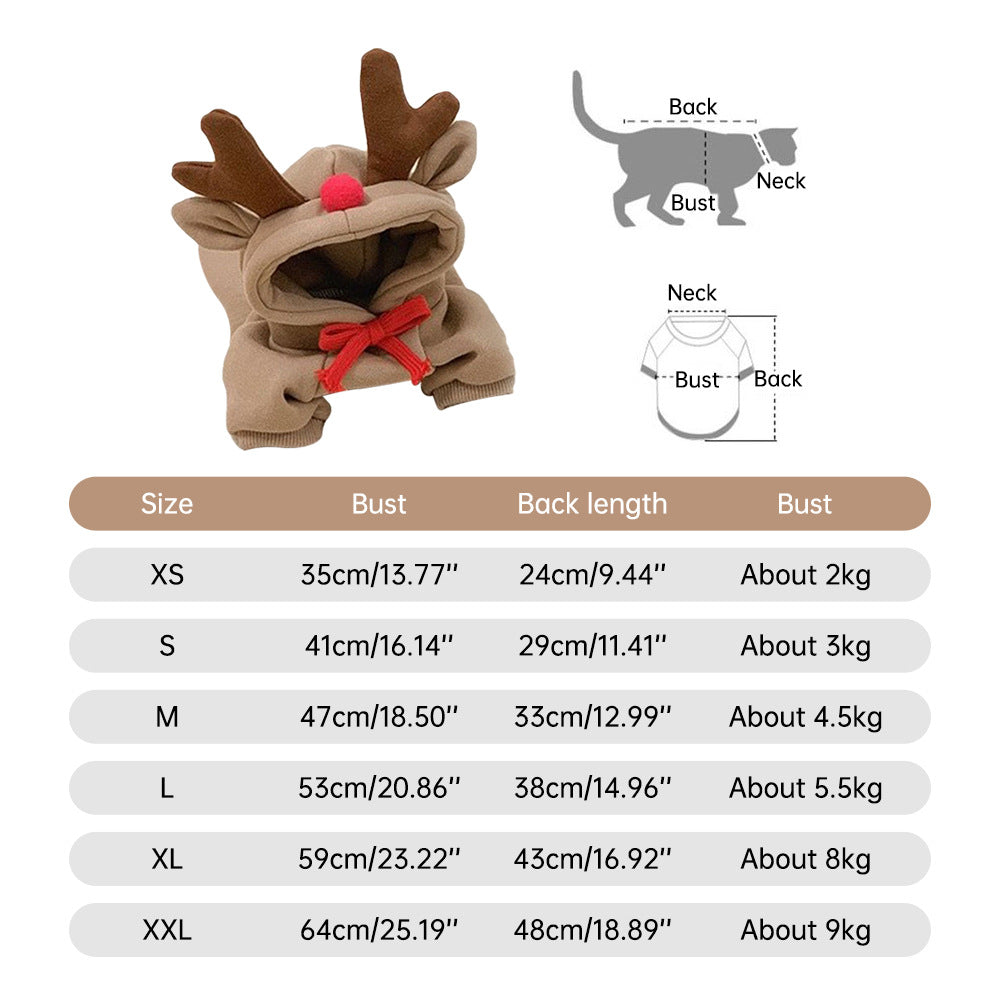 Pet Hooded Sweater Apricot Elk Warm Clothing