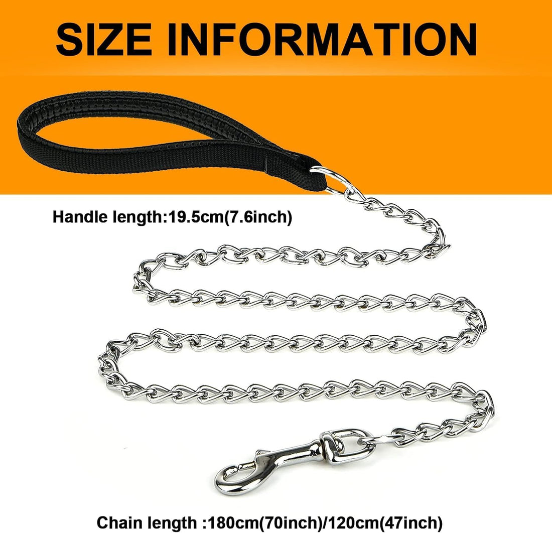 Heavy Duty Metal Pet Leash Chain With Padded Handle