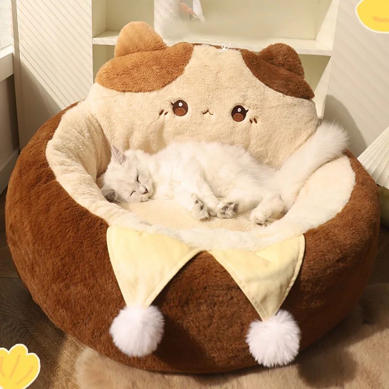 Round Warm Pet Bed Sofa Cushion For Deep Sleep Comfort