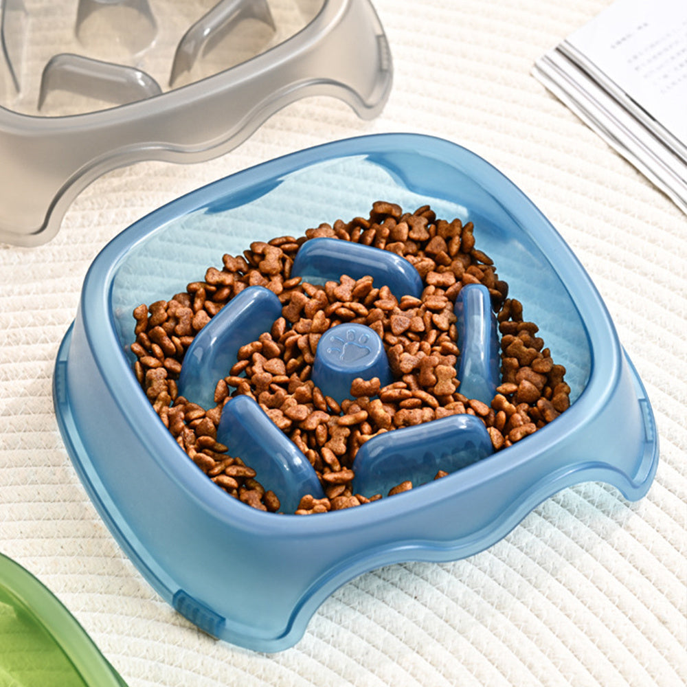 Slow Anti-Choking Pet Feeder Bowl Water Dish Plastic