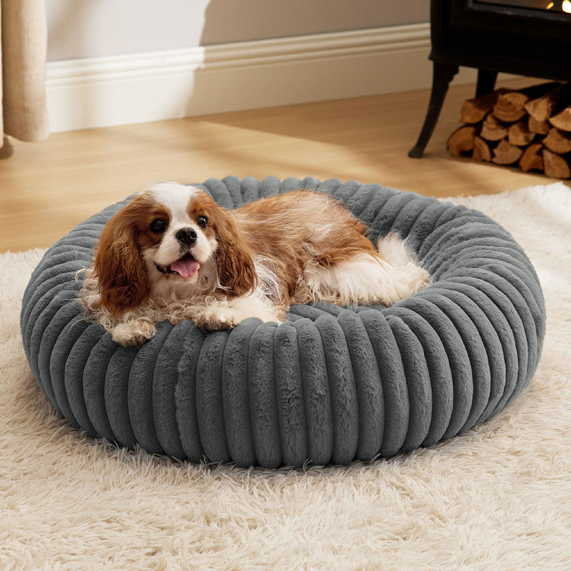 Plush Warm Round Pet Bed Long Fur Winter Mat