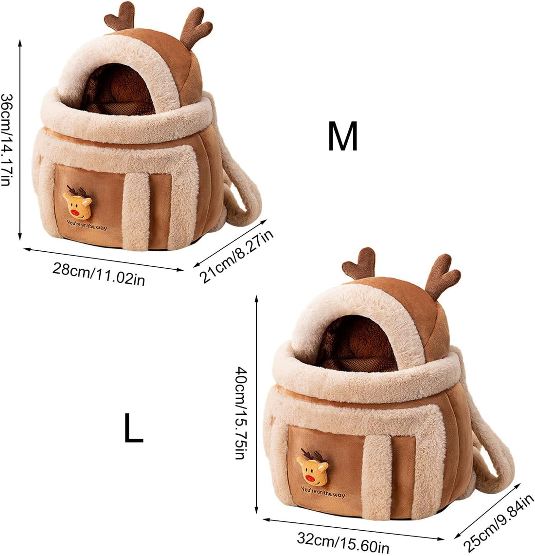 Pet Plush Reindeer Backpack Travel Carrier Bag