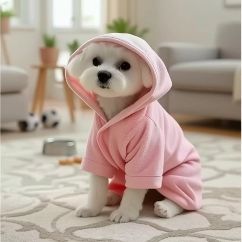 Soft Thick Coral Fleece Wearable Pet Bath Towel Bathrobe