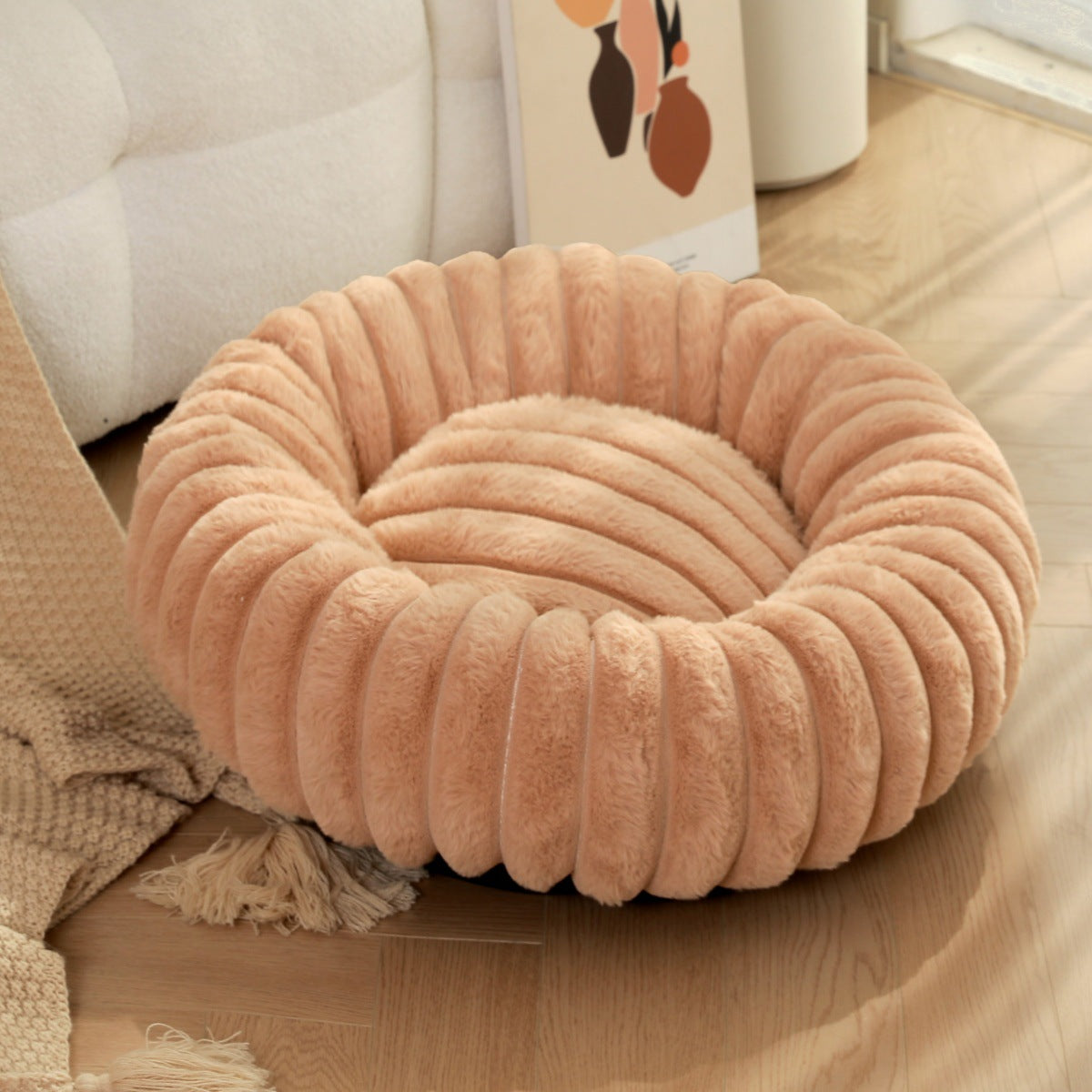 Pet Plush Round Winter Warm Nest Bed
