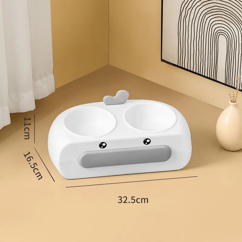Duck Design Pet Double Bowl Feeding Tray For Food And Water