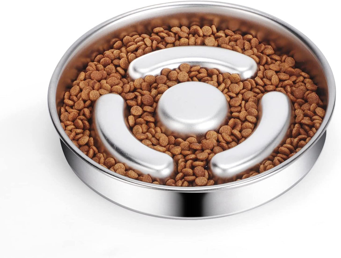 Stainless Steel Pet Slow Feeding Bowl With Neck Support