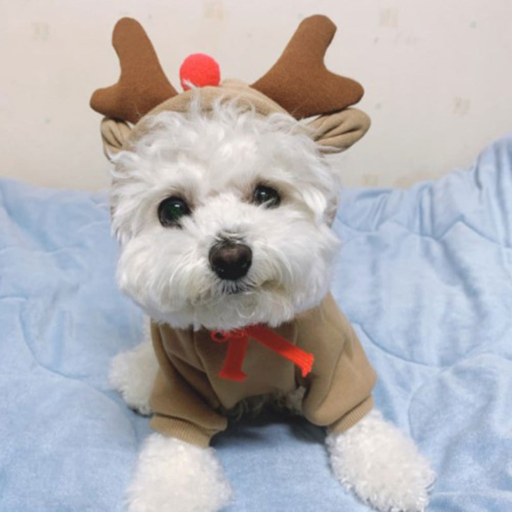 Pet Hooded Sweater Apricot Elk Warm Clothing