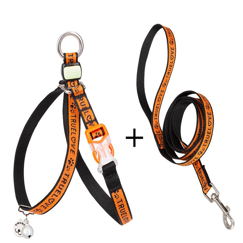 Pet Chest Strap Leash Vest With Bell For Small Pets