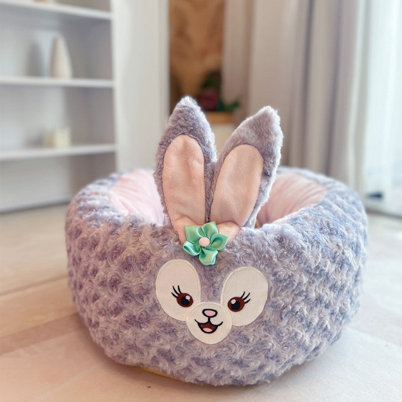 Cartoon Plush Pet Nest Round Bed For All Season Comfort