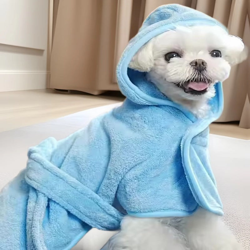 Soft Thick Coral Fleece Wearable Pet Bath Towel Bathrobe