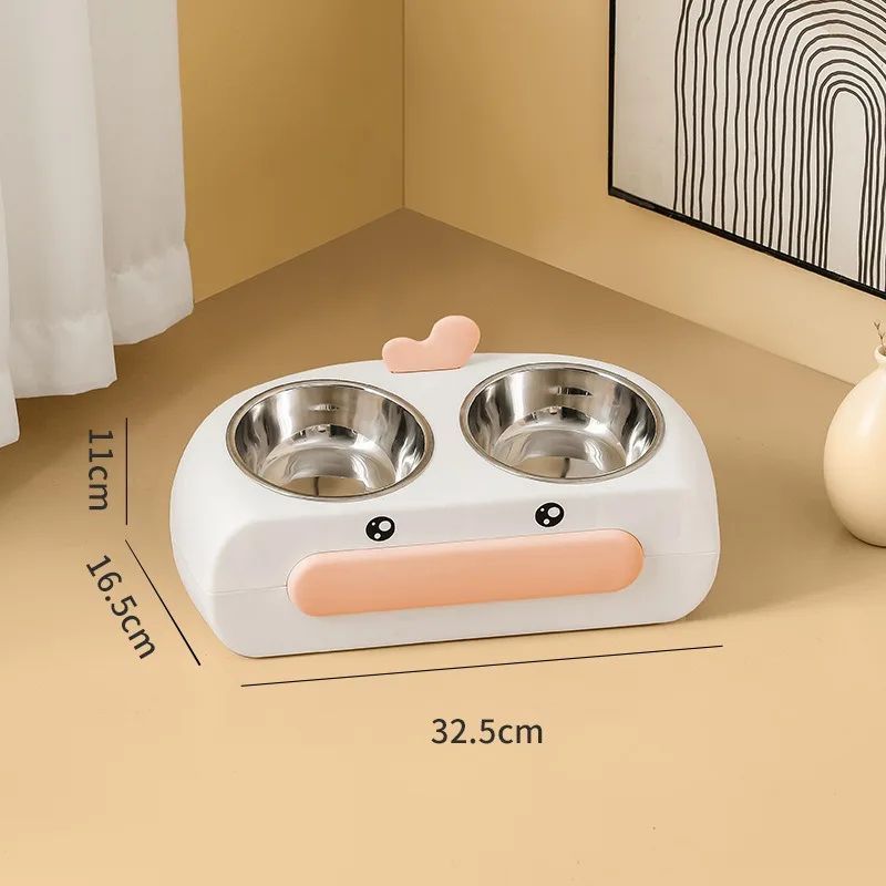 Duck Design Pet Double Bowl Feeding Tray For Food And Water