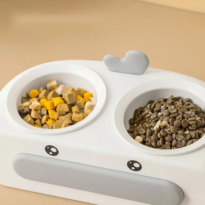 Duck Design Pet Double Bowl Feeding Tray For Food And Water