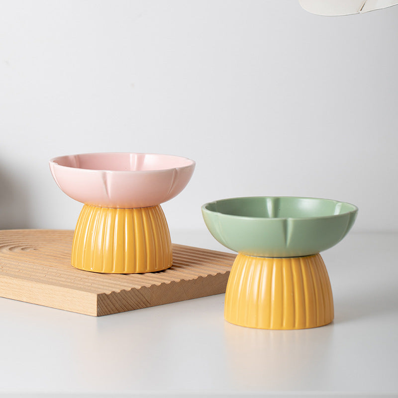 Macaron Color Ceramic Pet Feeding Bowl For Food And Water
