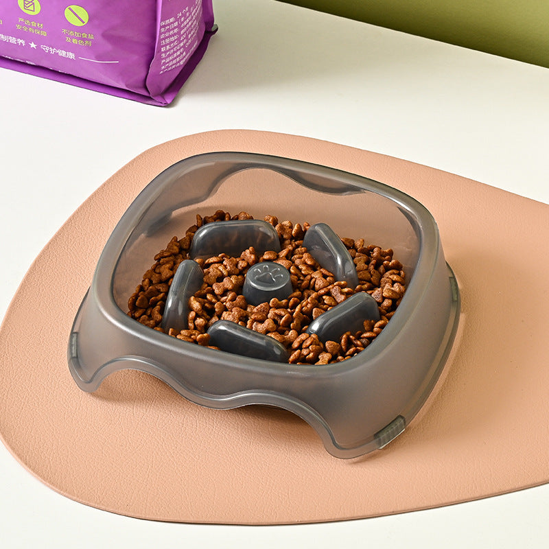 Slow Anti-Choking Pet Feeder Bowl Water Dish Plastic