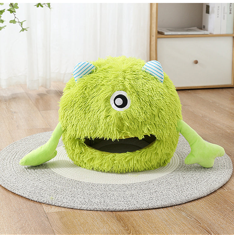 Machine Washable Fluffy Round Calming Pet Bed With Self Warming Cushion