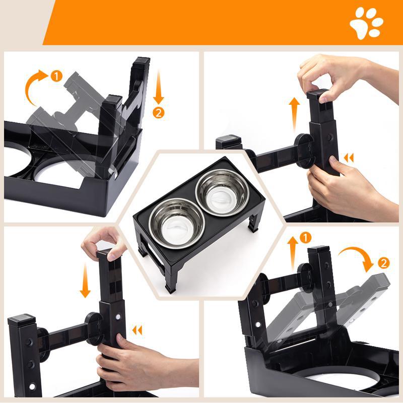 Elevated Pet Feeding Bowl With Neck Support Anti Tumble Design