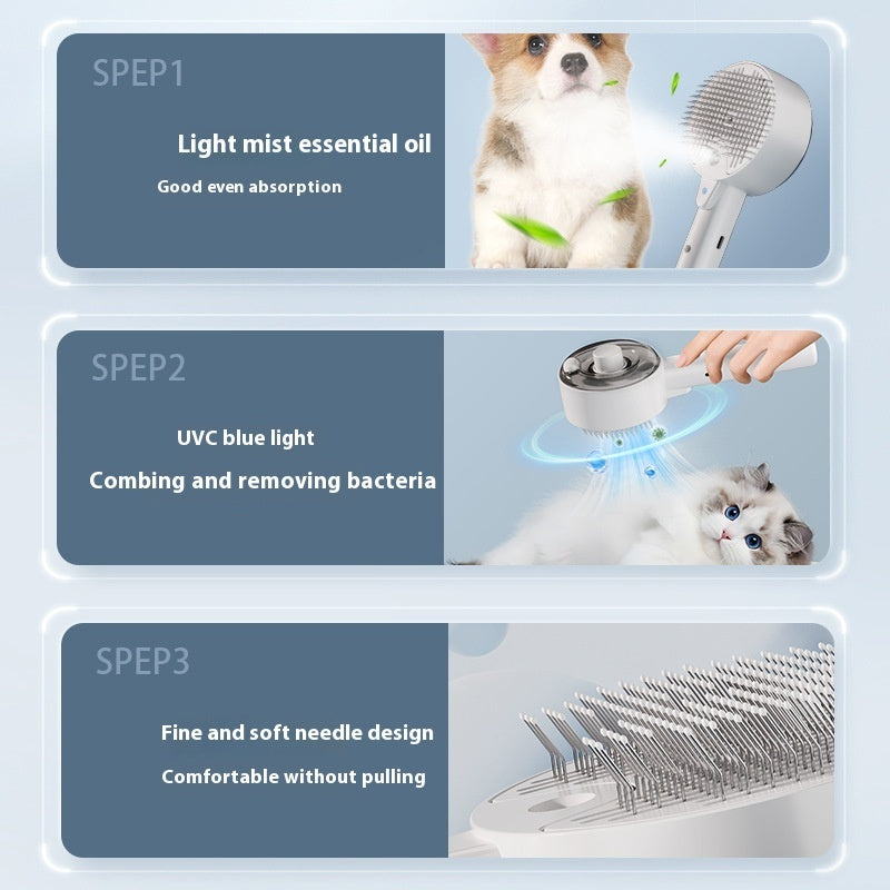 Pet Steam Self Cleaning Hair Remover Grooming Brush