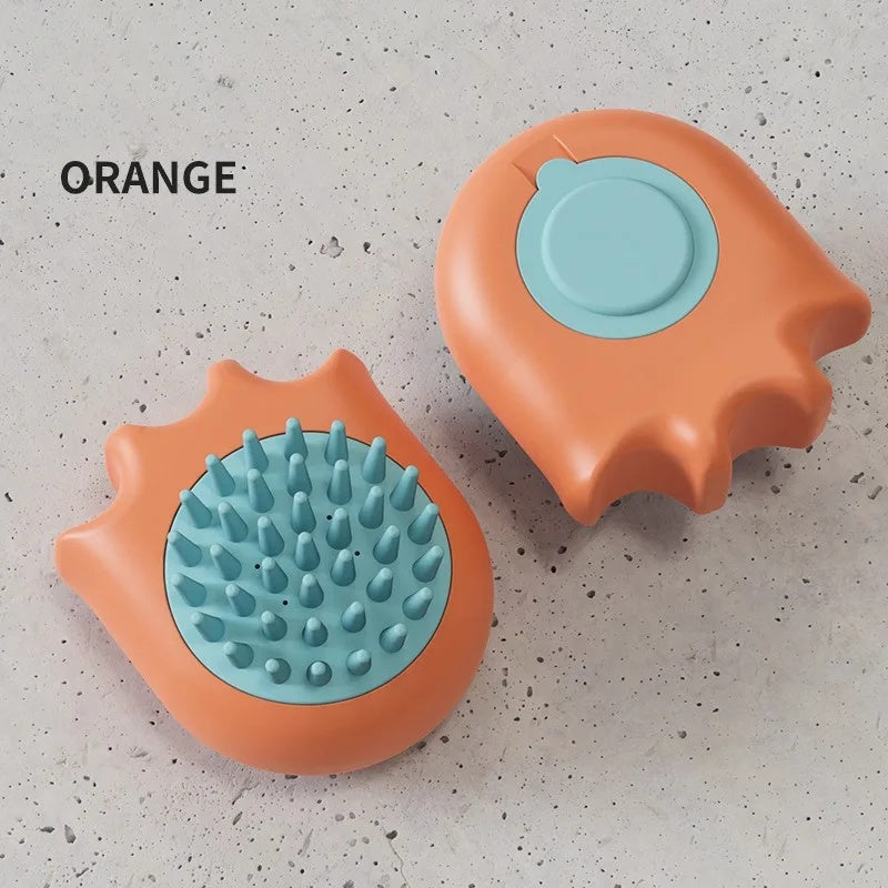 Pet Bath Massage Brush Shampoo Dispensing Grooming Tool