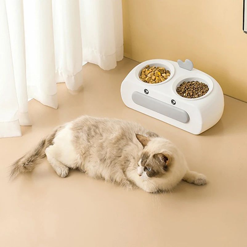 Duck Design Pet Double Bowl Feeding Tray For Food And Water