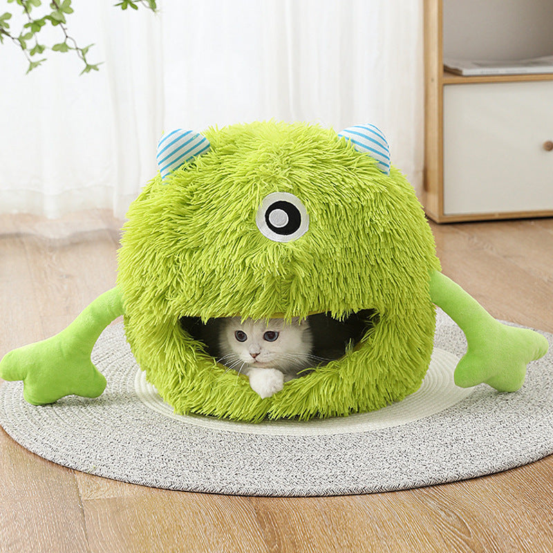 Machine Washable Fluffy Round Calming Pet Bed With Self Warming Cushion