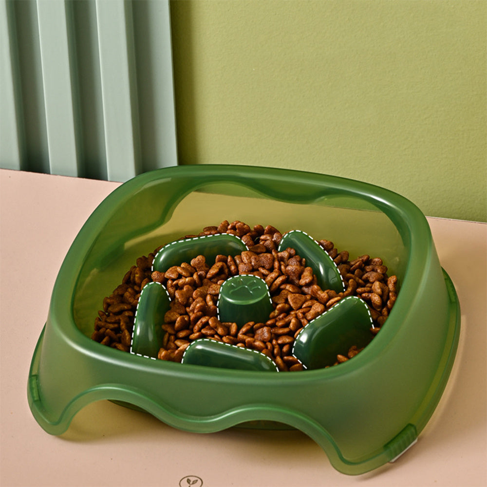Slow Anti-Choking Pet Feeder Bowl Water Dish Plastic
