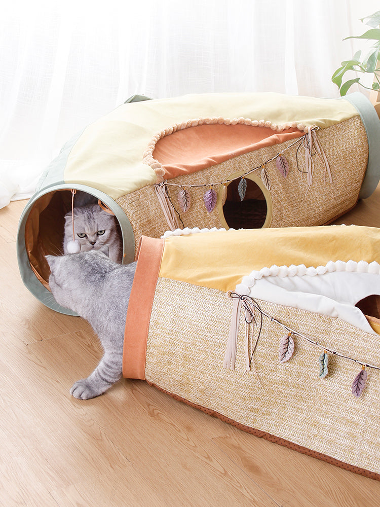 Totoro Style Cat Tunnel Toy With Drilling Play Design