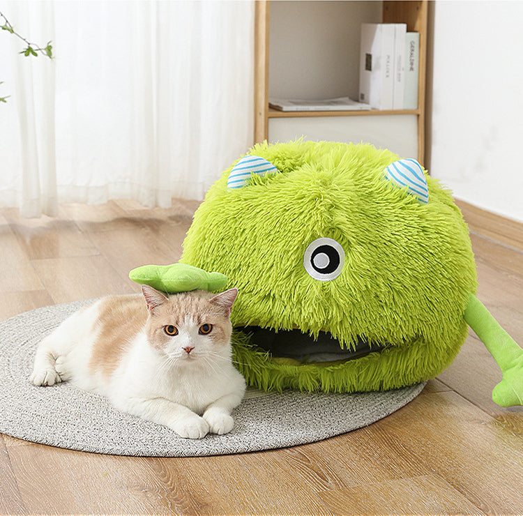 Machine Washable Fluffy Round Calming Pet Bed With Self Warming Cushion