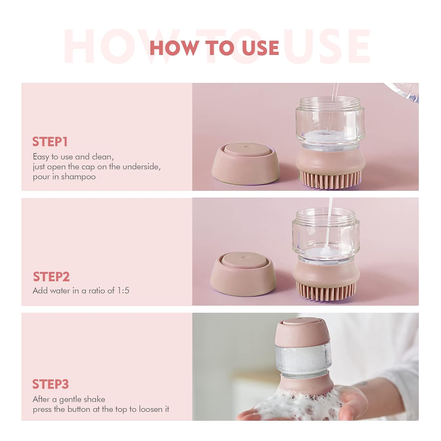 Pet Silicone Bath Massage Grooming Brush Shampoo Dispenser Tool